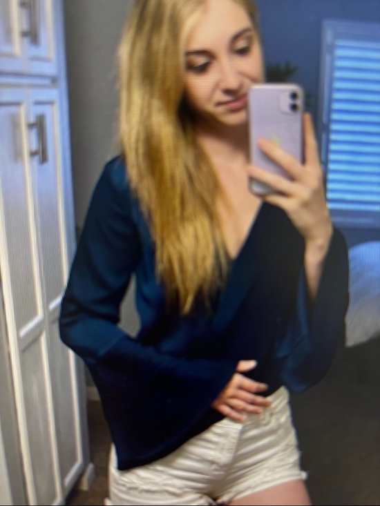 Express Tops - Express Deep Teal Wrap Blouse